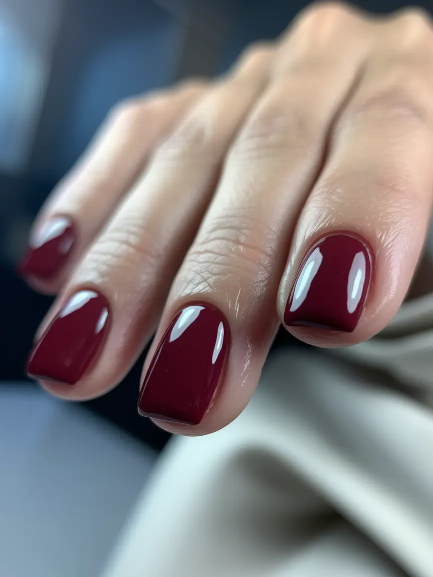 june nails ideas 2025 Chic Burgundy Minimalism