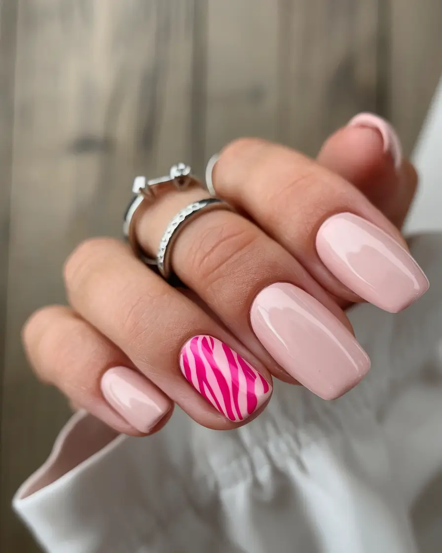 june nails ideas 2025 Pink Zebra Pop