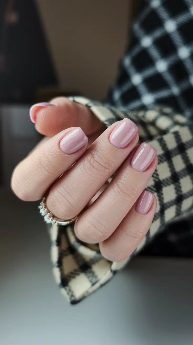 june nails ideas 2025 Sheer Pink Elegance on Short Square Tips