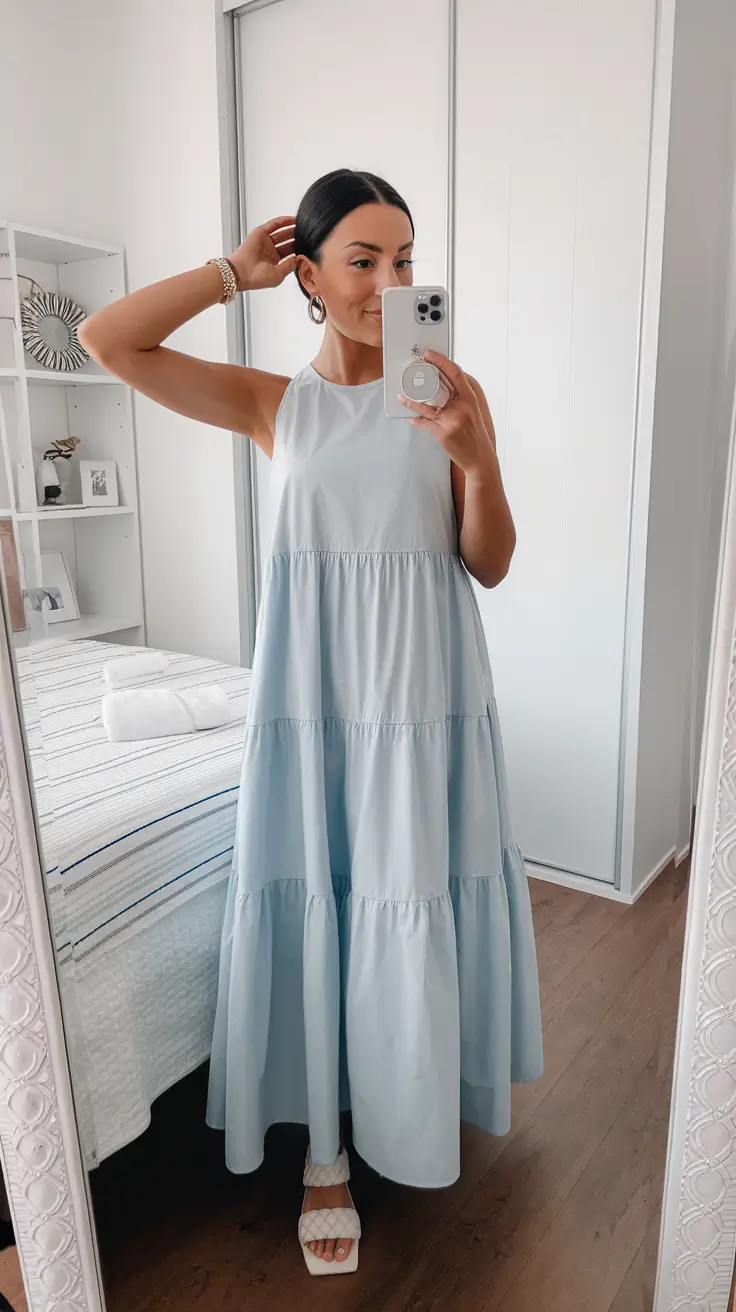 june outfits ideas 2025 Blue-Tiered Grace