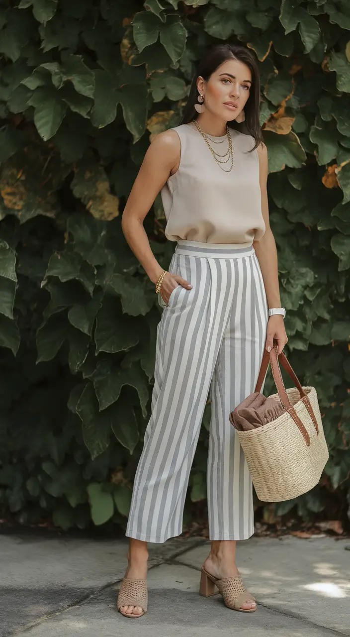 june outfits ideas 2025 Timeless Stripes and Neutral Luxe