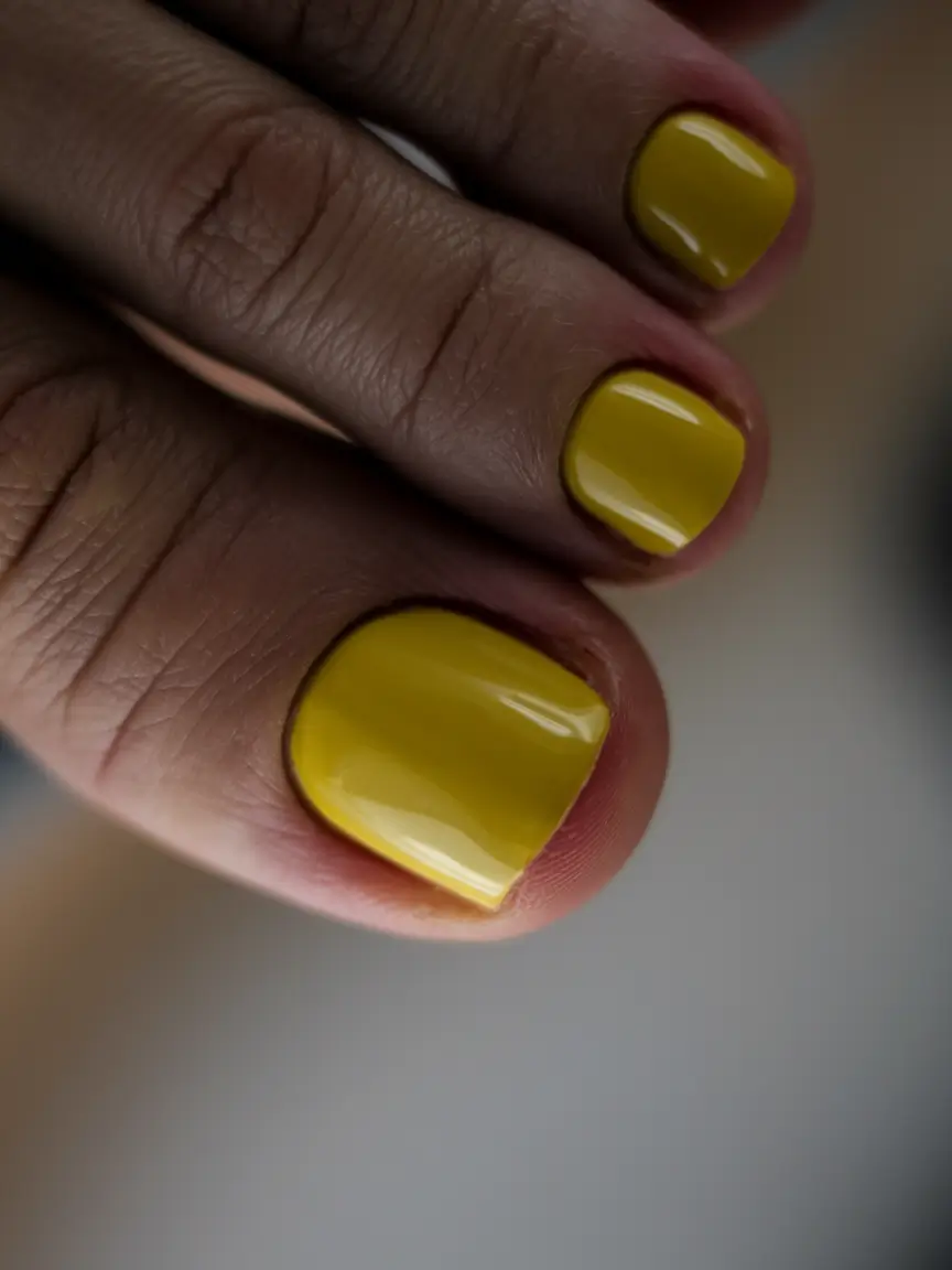 june toe nails ideas 2025 Sunlit Mustard Minimalism