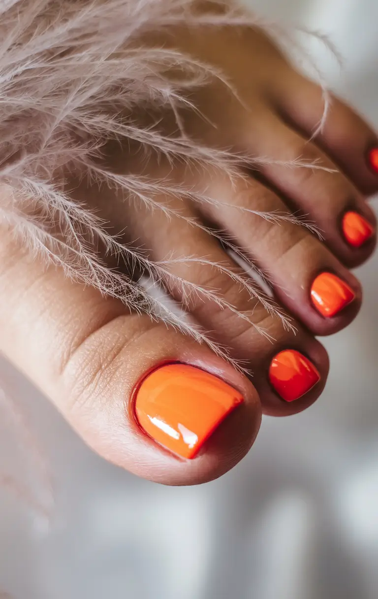 june toe nails ideas 2025 Flaming Tangerine Pop