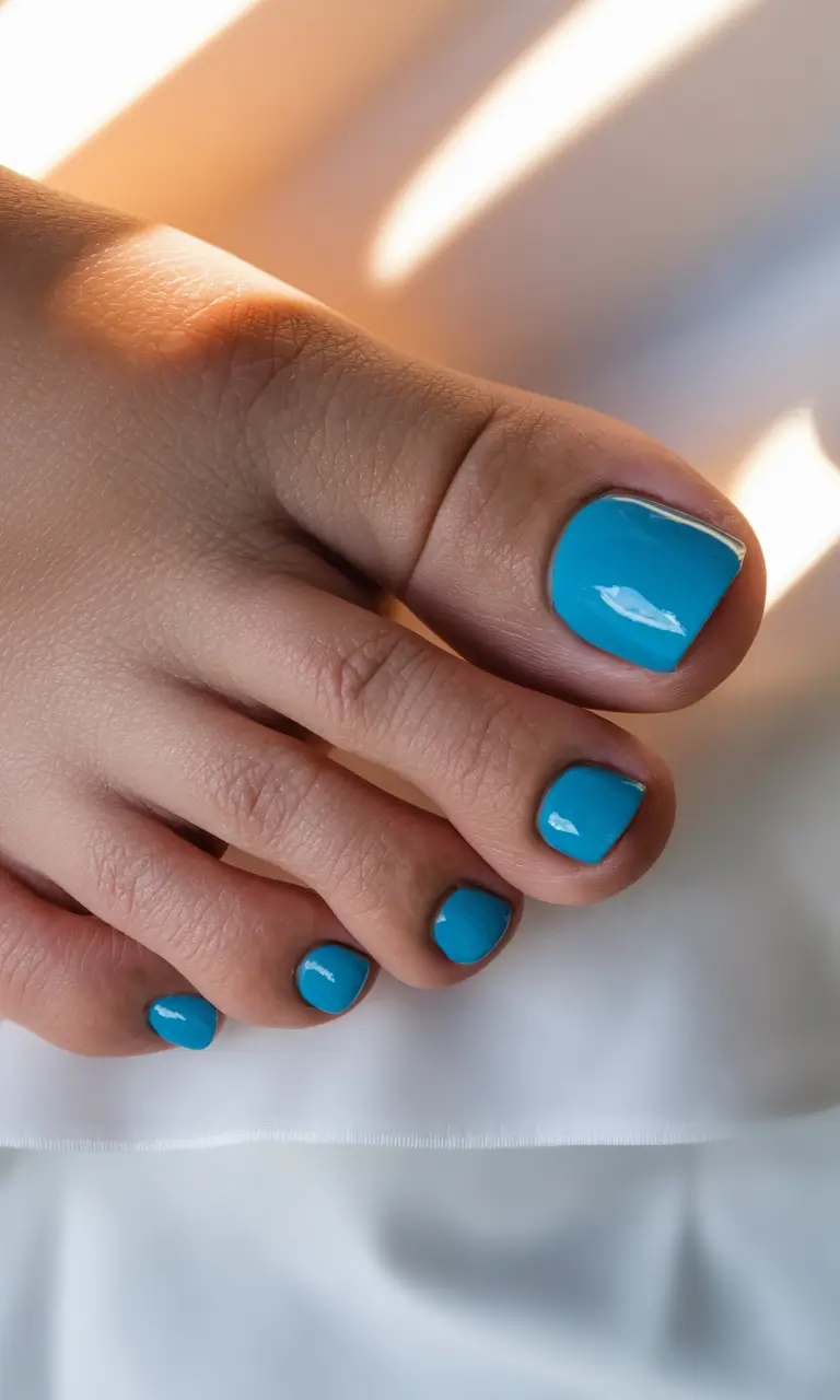 june toe nails ideas 2025 Clear Blue Poolside