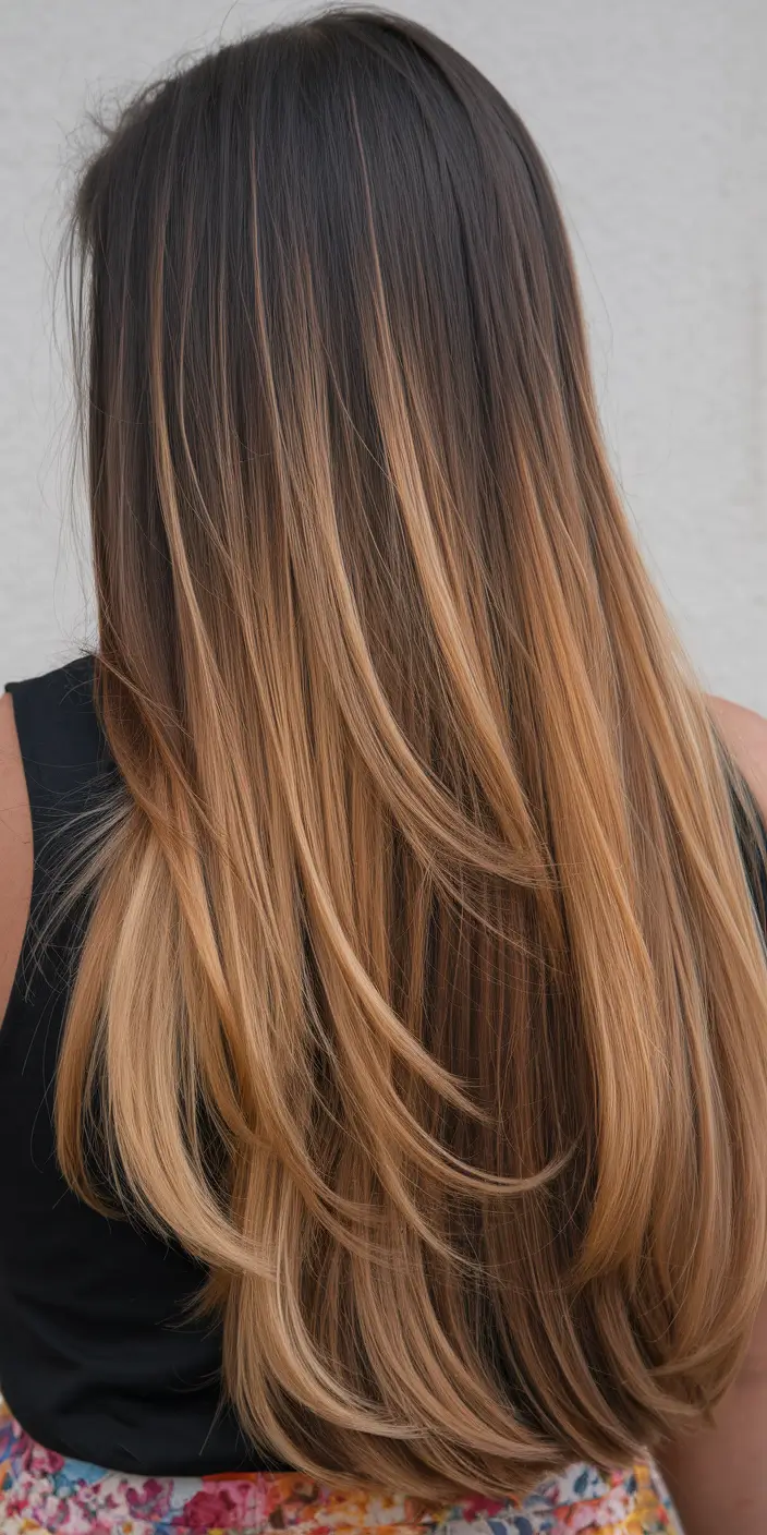 Long Haircut – Summer Ideas 2025: Effortless Waves Back View of Multi-Toned Layered Perfection