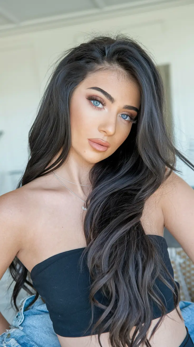 Long Haircut – Summer Ideas 2025: Effortless Waves Deep Side Part and Cascading Espresso Waves