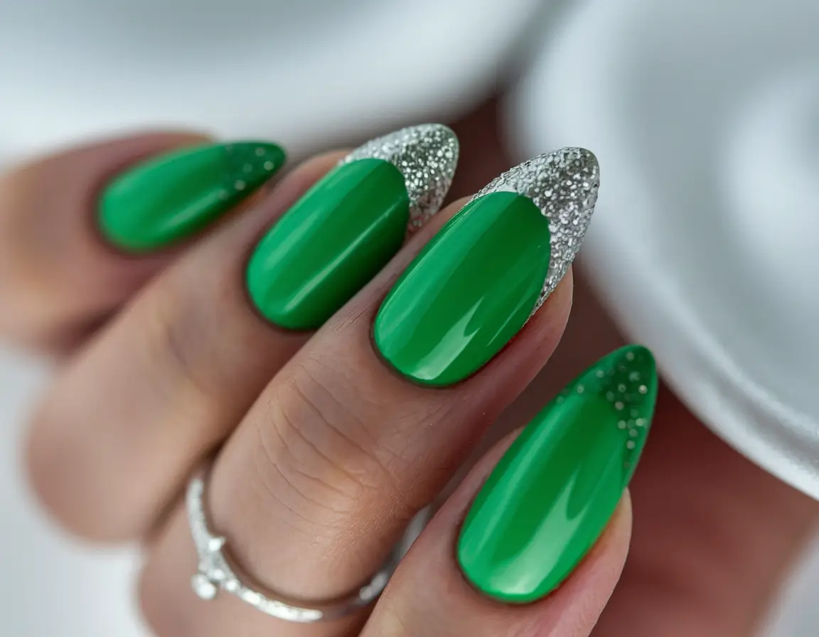 Must-Try Nail Designs for Summer 2025 Emerald Sparkle French Tips