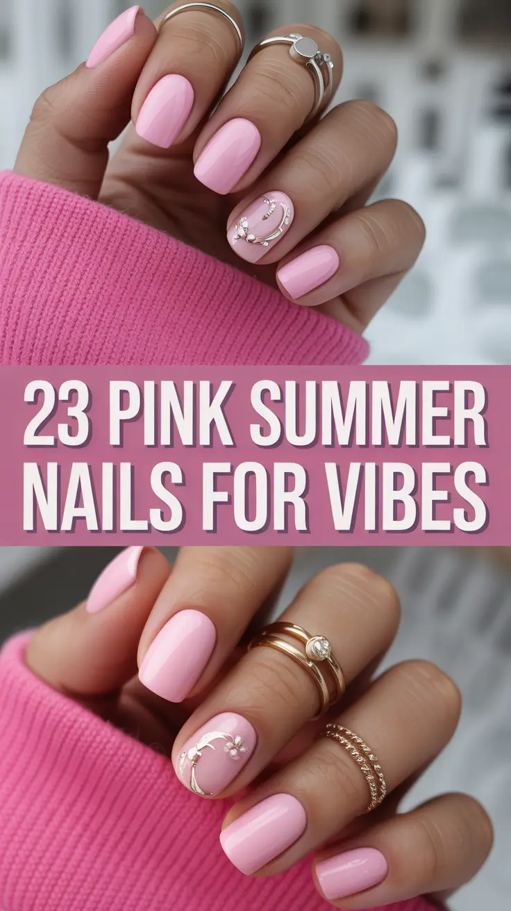 Pink Summer Nails for 2025 Vibes: Pretty Designs in Almond, Coffin & Square Shapes