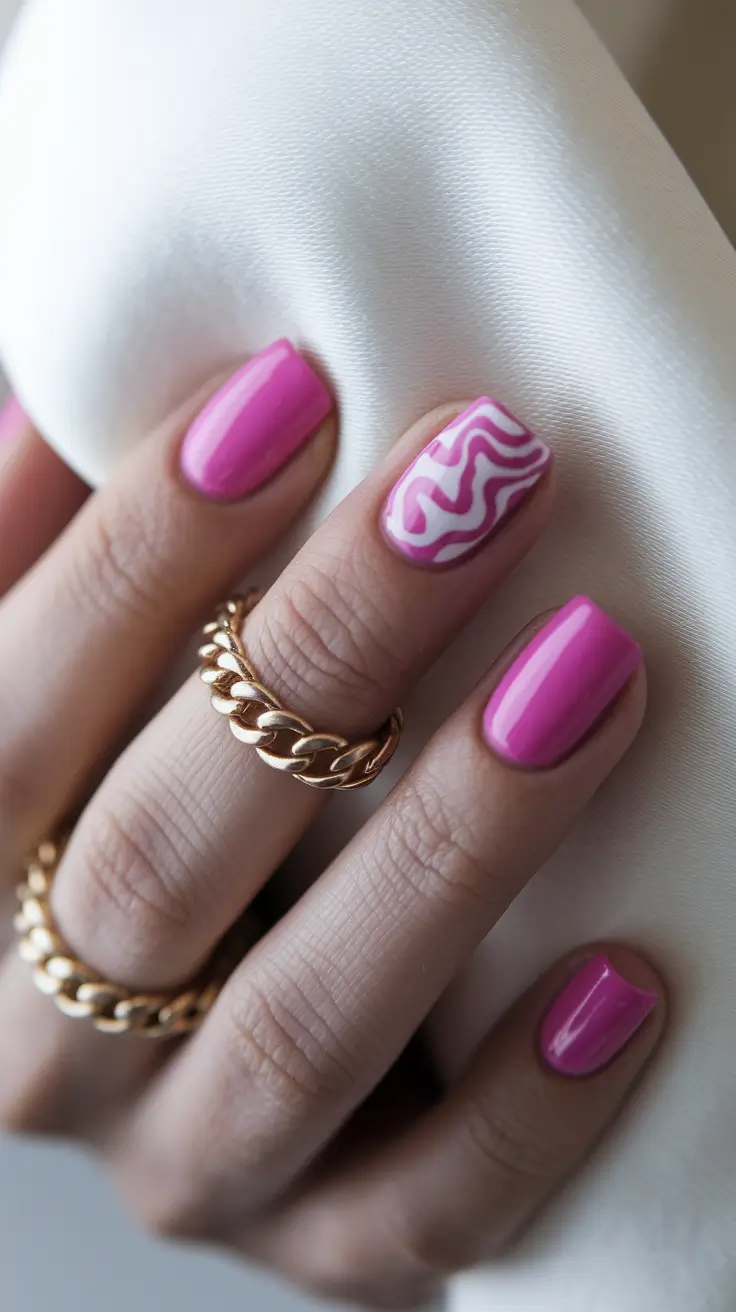 pink summer nails Short Waves and Y2K Cool