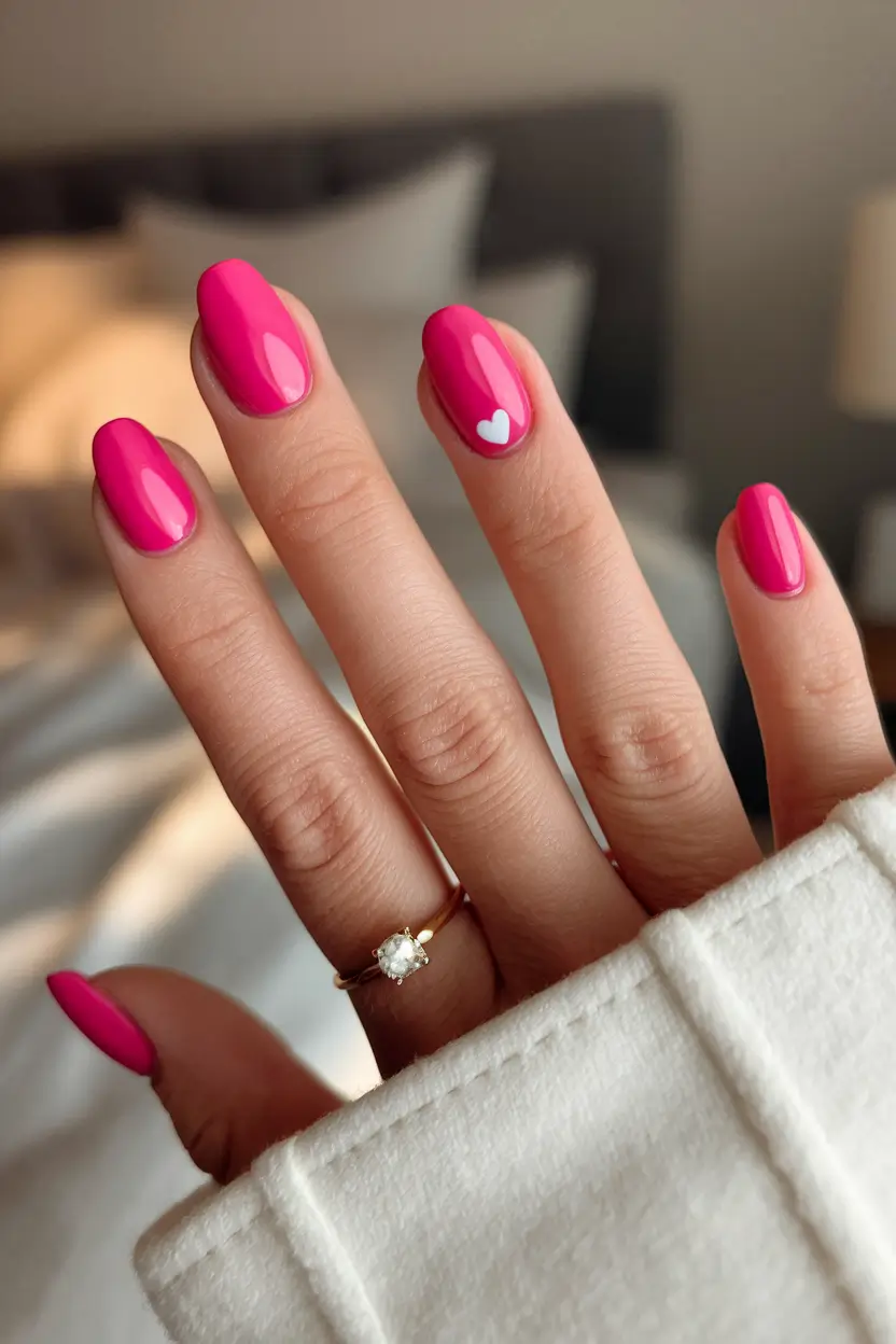 pink summer nails Pretty in Pink with a Heartbeat