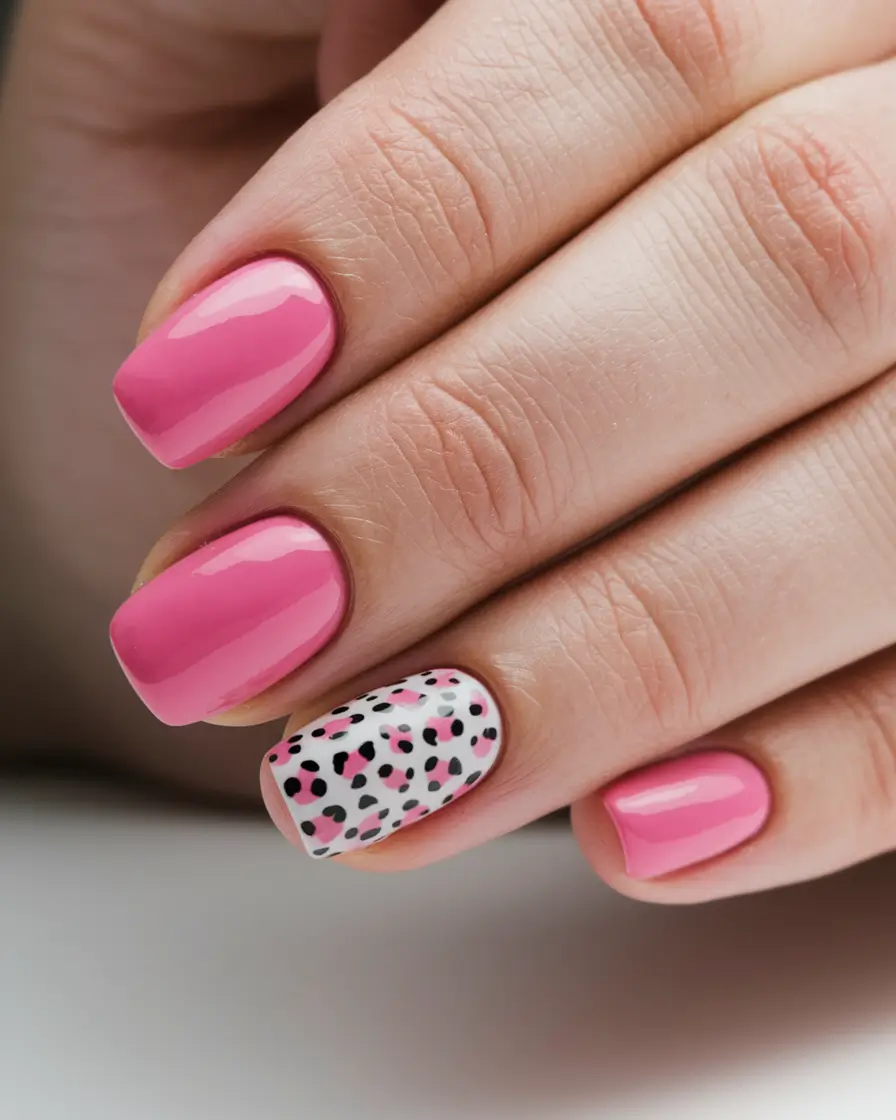 pink summer nails Playful Leopard with a Pop