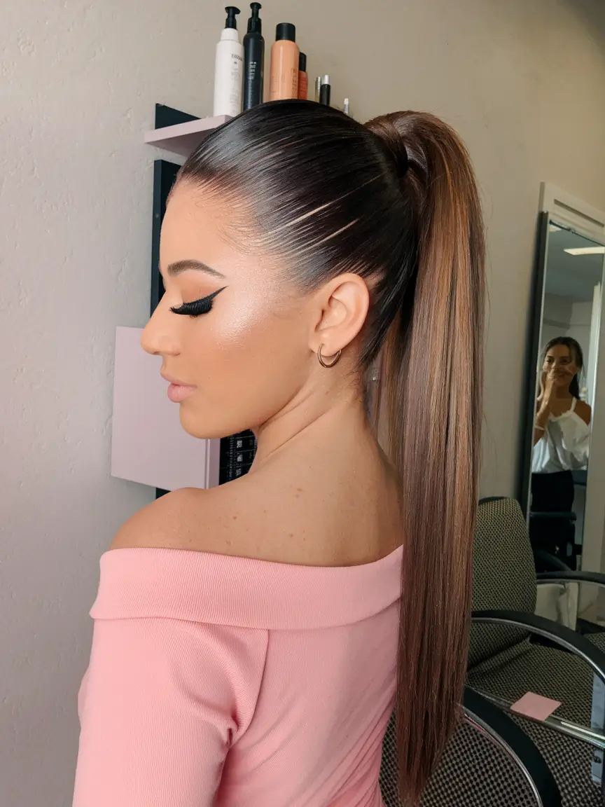 Relaxed Trends Vacation Hairstyles for Summer 2025 Sleek High Ponytail with Shine Finish