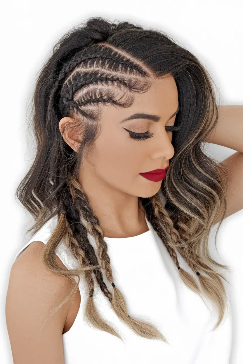 Relaxed Trends Vacation Hairstyles for Summer 2025 Cornrow Accent Braids with Voluminous Waves