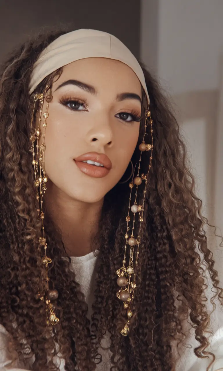 Relaxed Trends Vacation Hairstyles for Summer 2025 Curly Hair with Beaded Face-Framing Accents