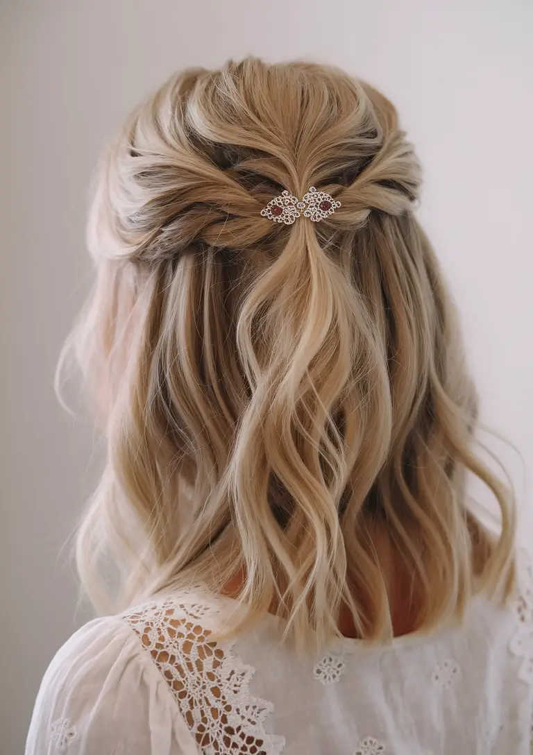 Relaxed Trends Vacation Hairstyles for Summer 2025 Twisted Half-Up with Statement Clip
