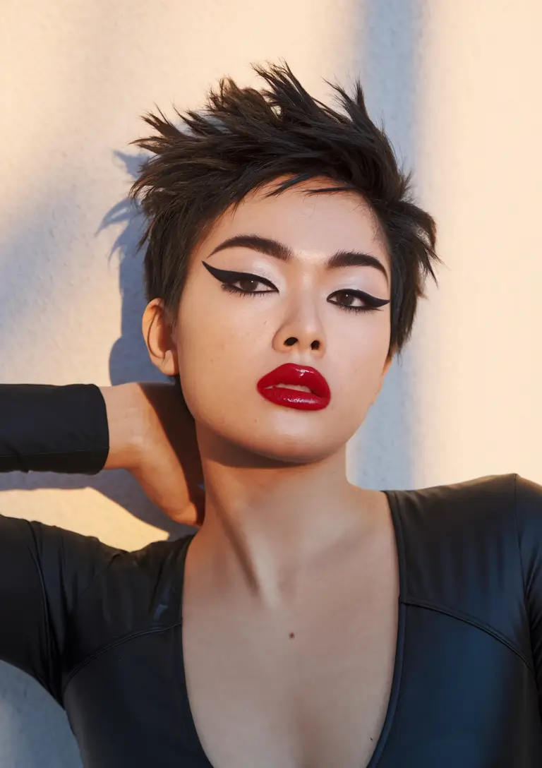 Short & Chic Summer Haircuts - Must-Try 2025 Looks Spiky Jet Black Power Pixie
