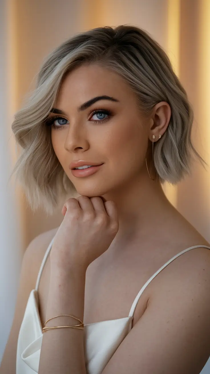 Short & Chic Summer Haircuts - Must-Try 2025 Looks Textured Blonde S-Wave Bob