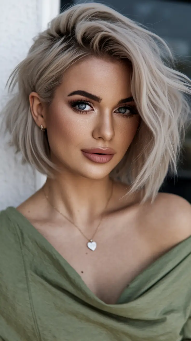 Short & Chic Summer Haircuts - Must-Try 2025 Looks Platinum Tousled Bombshell Bob