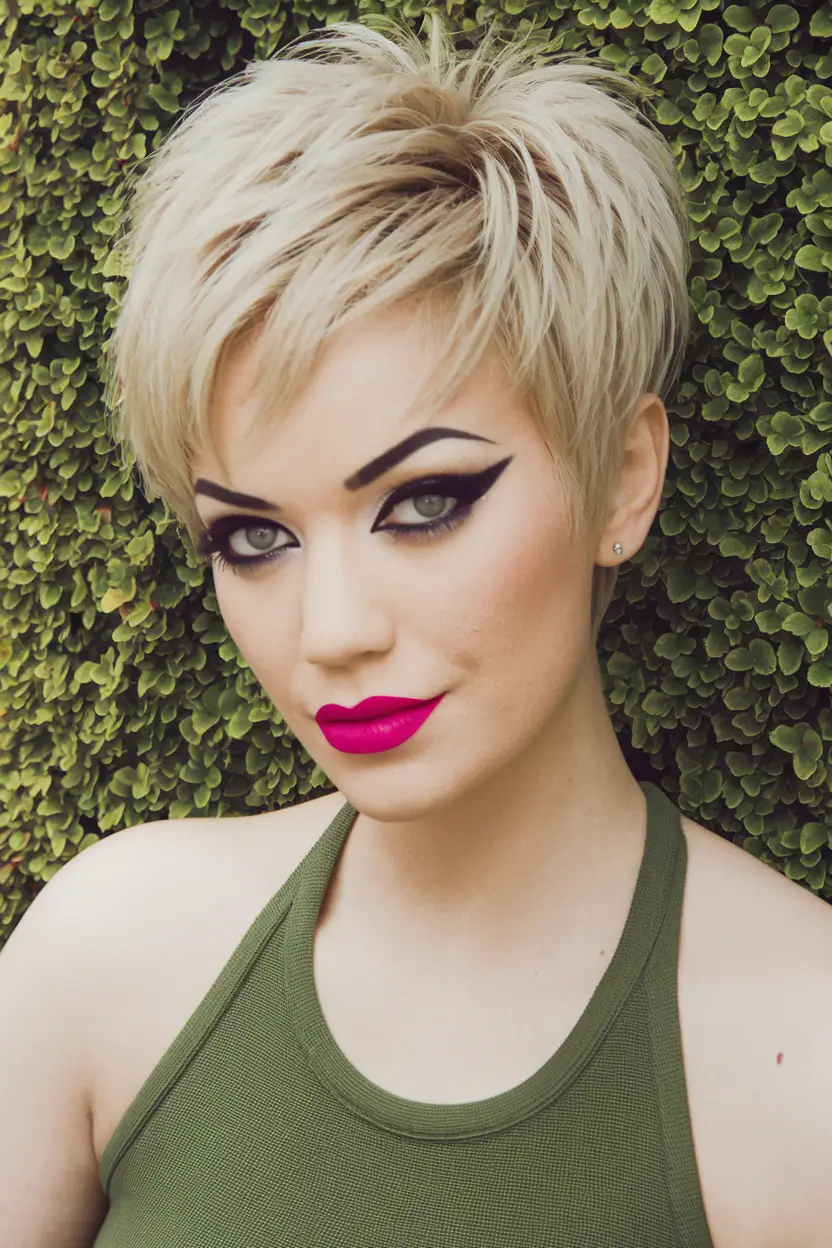 Short & Chic Summer Haircuts - Must-Try 2025 Looks Layered Blonde Pixie with Attitude