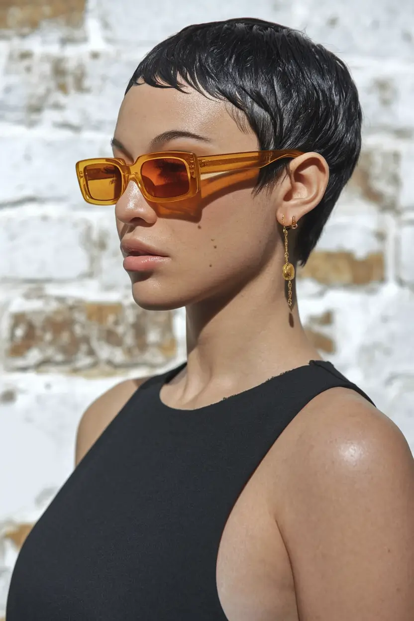 Short & Chic Summer Haircuts - Must-Try 2025 Looks Micro-Cropped Wet-Look Pixie