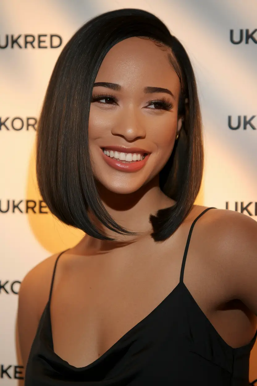 Short Hair, Big Style: Top Summer Looks 2025 Sleek Asymmetry with Side Part Drama