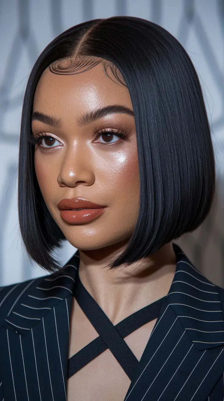 Short Hair, Big Style: Top Summer Looks 2025 Precision Bob with High Gloss Finish