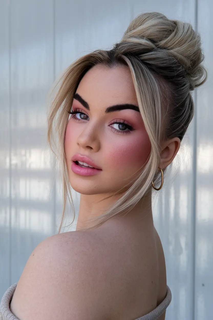 Simple Updos Hairstyles Perfect for Summer 2025! Soft Volume Top Knot with Summer Glow