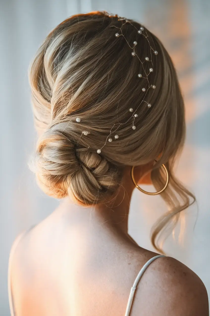 Simple Updos Hairstyles Perfect for Summer 2025! Low Braided Bun with Floating Pearls