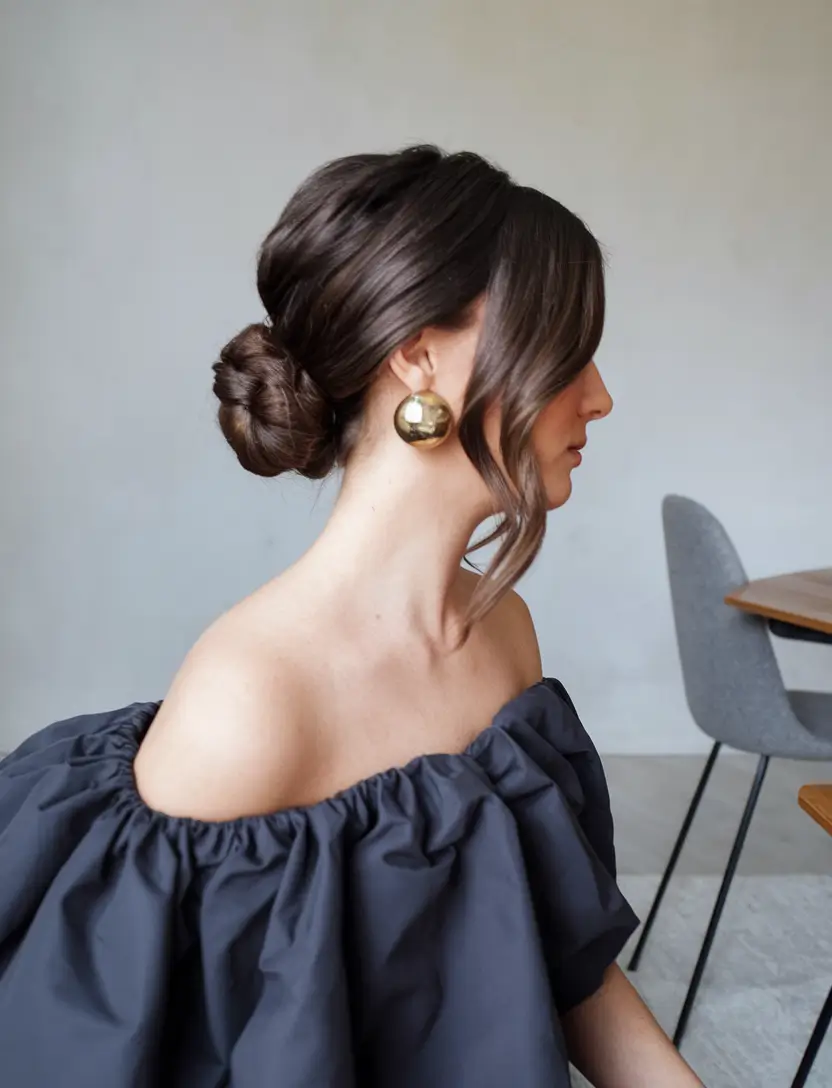 Simple Updos Hairstyles Perfect for Summer 2025! Romantic Textured Knot with Draped Bangs