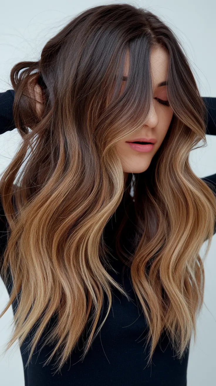 summer highlights ideas Warm Bronzed Highlights on Chestnut Waves