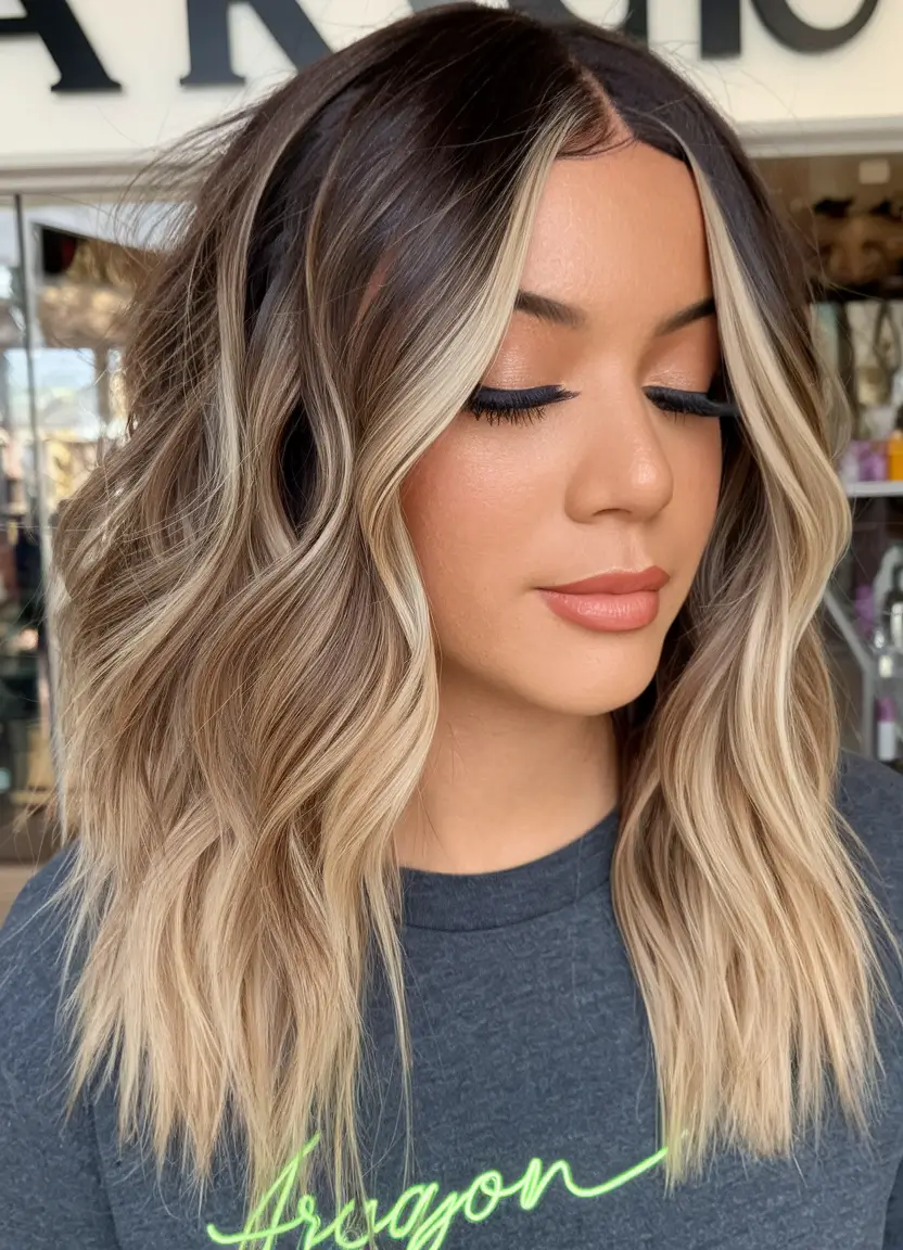 summer highlights ideas Rooted Sand Blonde on Shoulder-Length Waves