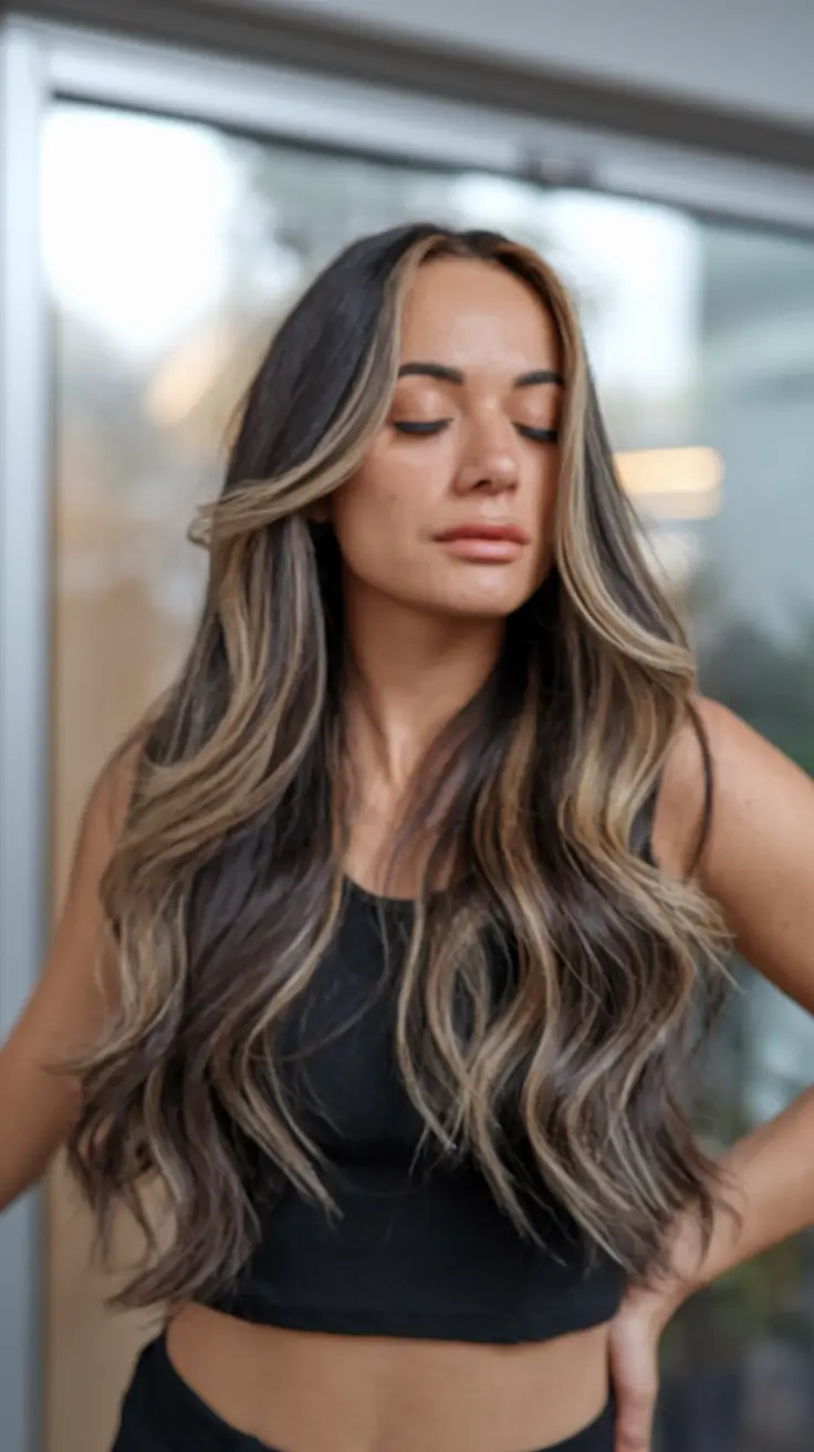 summer highlights ideas Beachy Luxe Brunette with Dimensional Lowlights