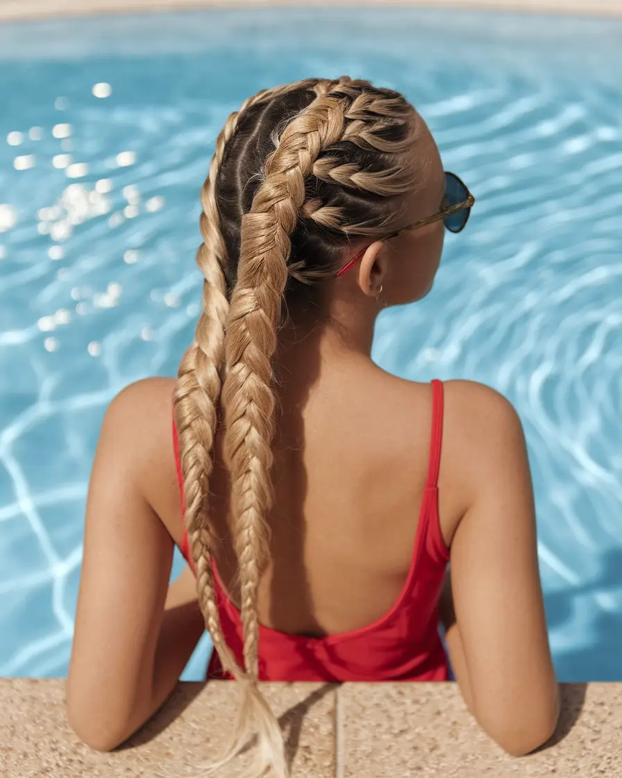 Stay Stylish: Swimming Hairstyles for Summer 2025 Blonde Double Dutch for Active Days