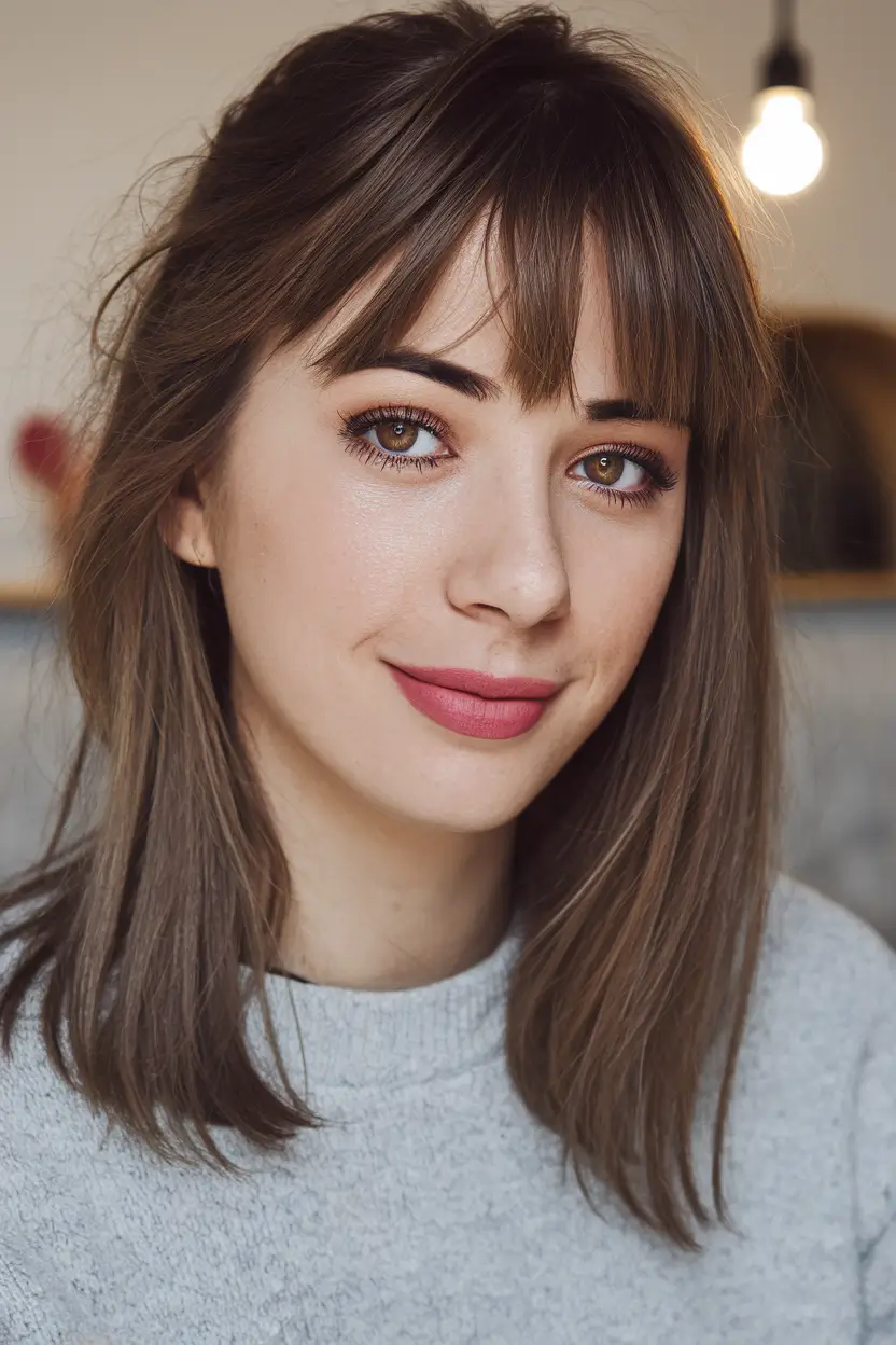 Stylish Summer Hairstyles for Medium Hair 2025 Natural Texture with Wispy Fringe