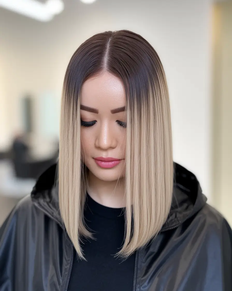 Stylish Summer Hairstyles for Medium Hair 2025 Straight Precision Cut with Soft Ombre