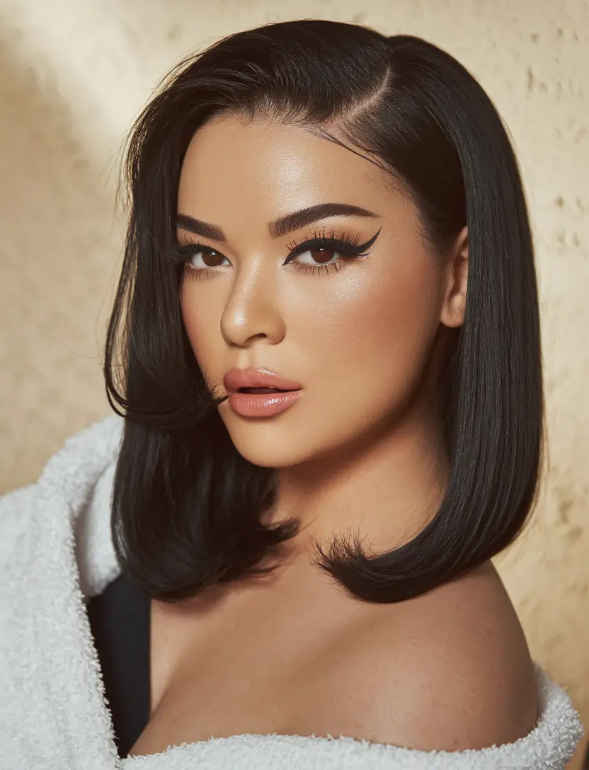 Stylish Summer Hairstyles for Medium Hair 2025 Rounded Lob with Vintage Side Swoop