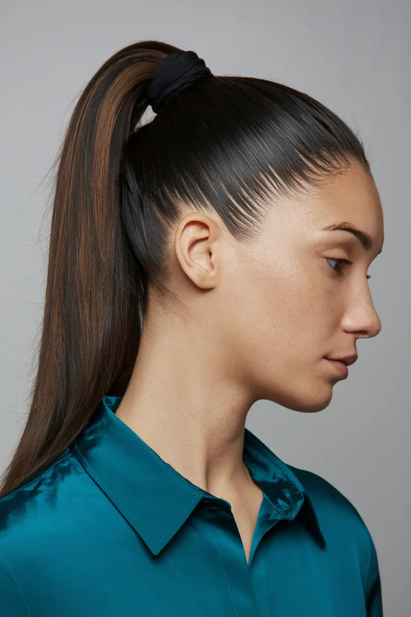 Stylish Summer Hairstyles for Medium Hair 2025 Ponytail with Clean Edges and Power Mood