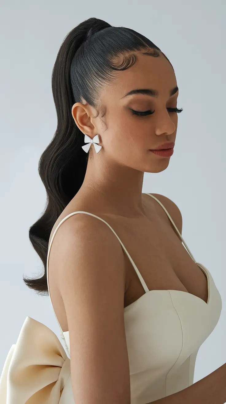 Stylish Summer Hairstyles for Medium Hair 2025 High Wave Pony with Baby Hairs