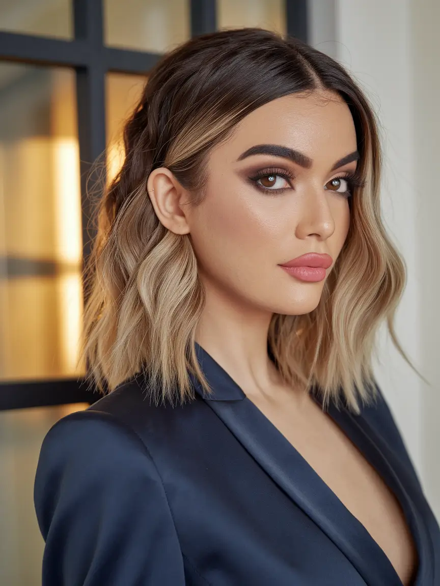 Stylish Summer Hairstyles for Medium Hair 2025 Boho Waves with Side Braiding