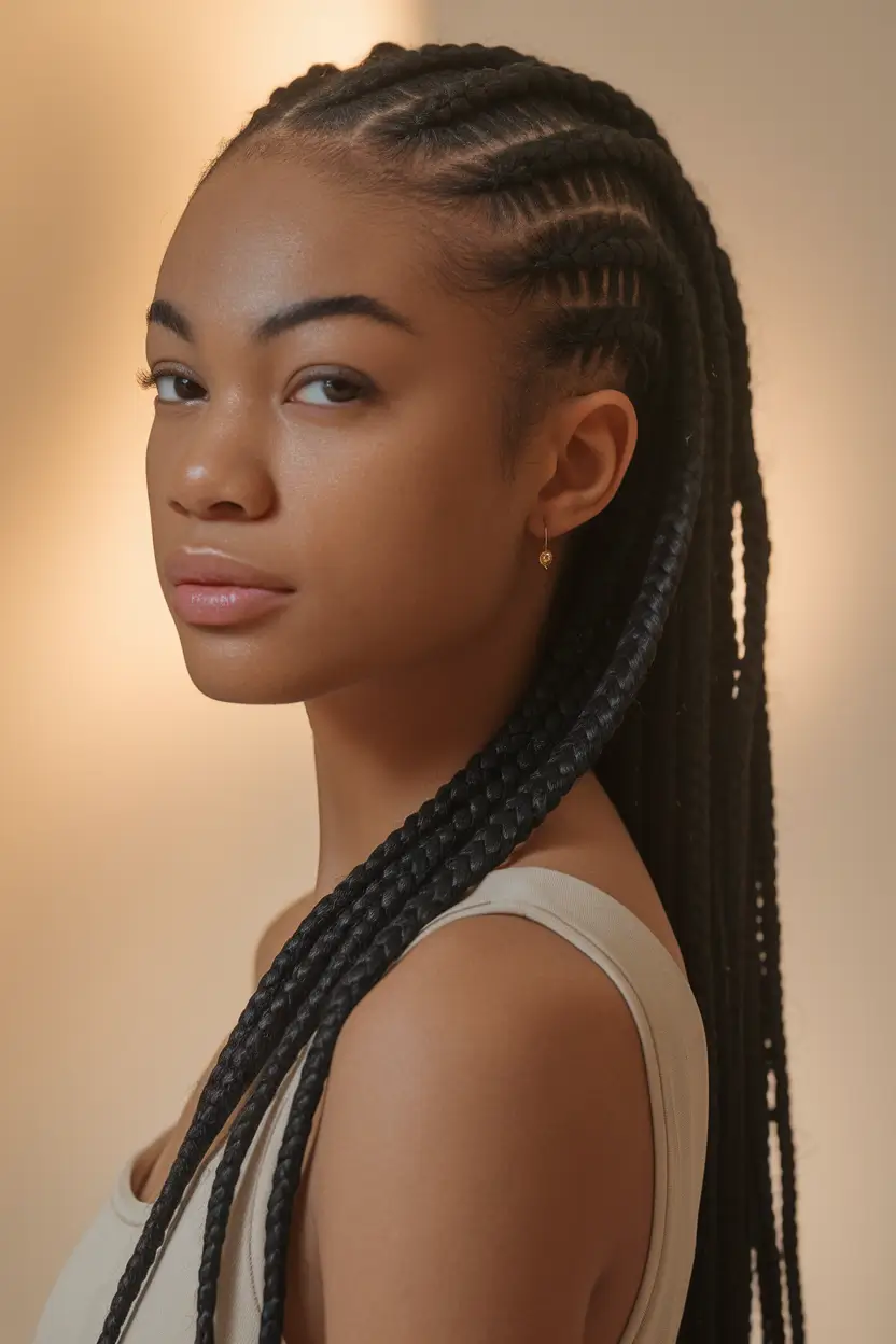 Summer 2025 Braids for Black Women Defined Scalp Cornrow Flow