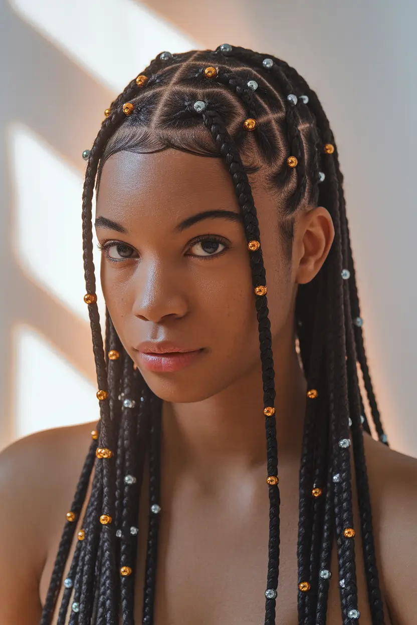 Summer 2025 Braids for Black Women Geometric Braids with Beaded Highlights