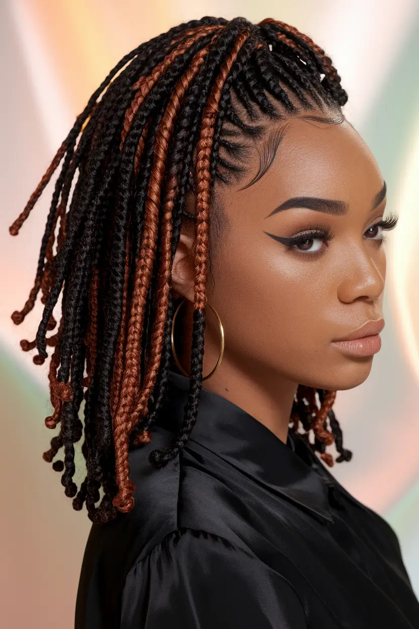 Summer 2025 Braids for Black Women Copper Bob with Curled Ends