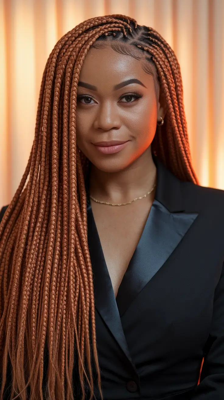 Summer 2025 Braids for Black Women Cinnamon Spice Knotless Flow