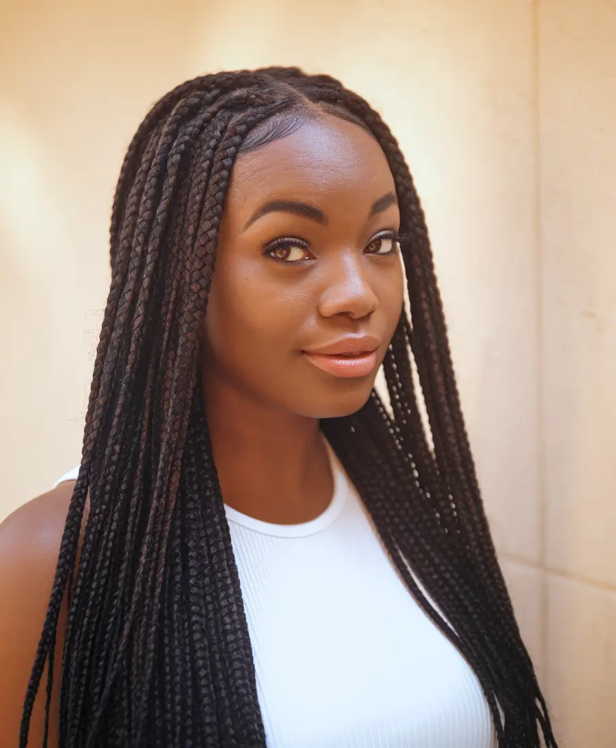 Summer 2025 Braids for Black Women Middle-Parted Neat Box Braids