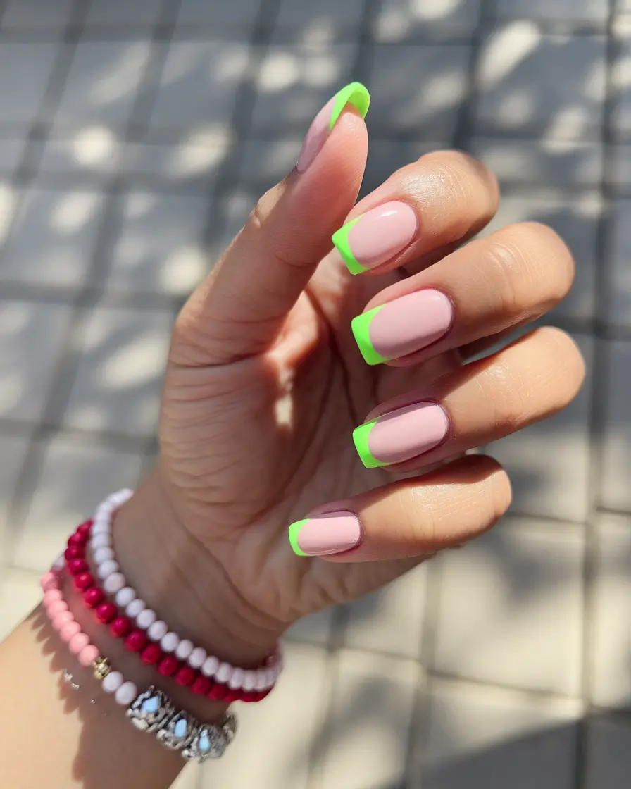 summer french nails ideas 2025 Lime Zest for Sunny Moods