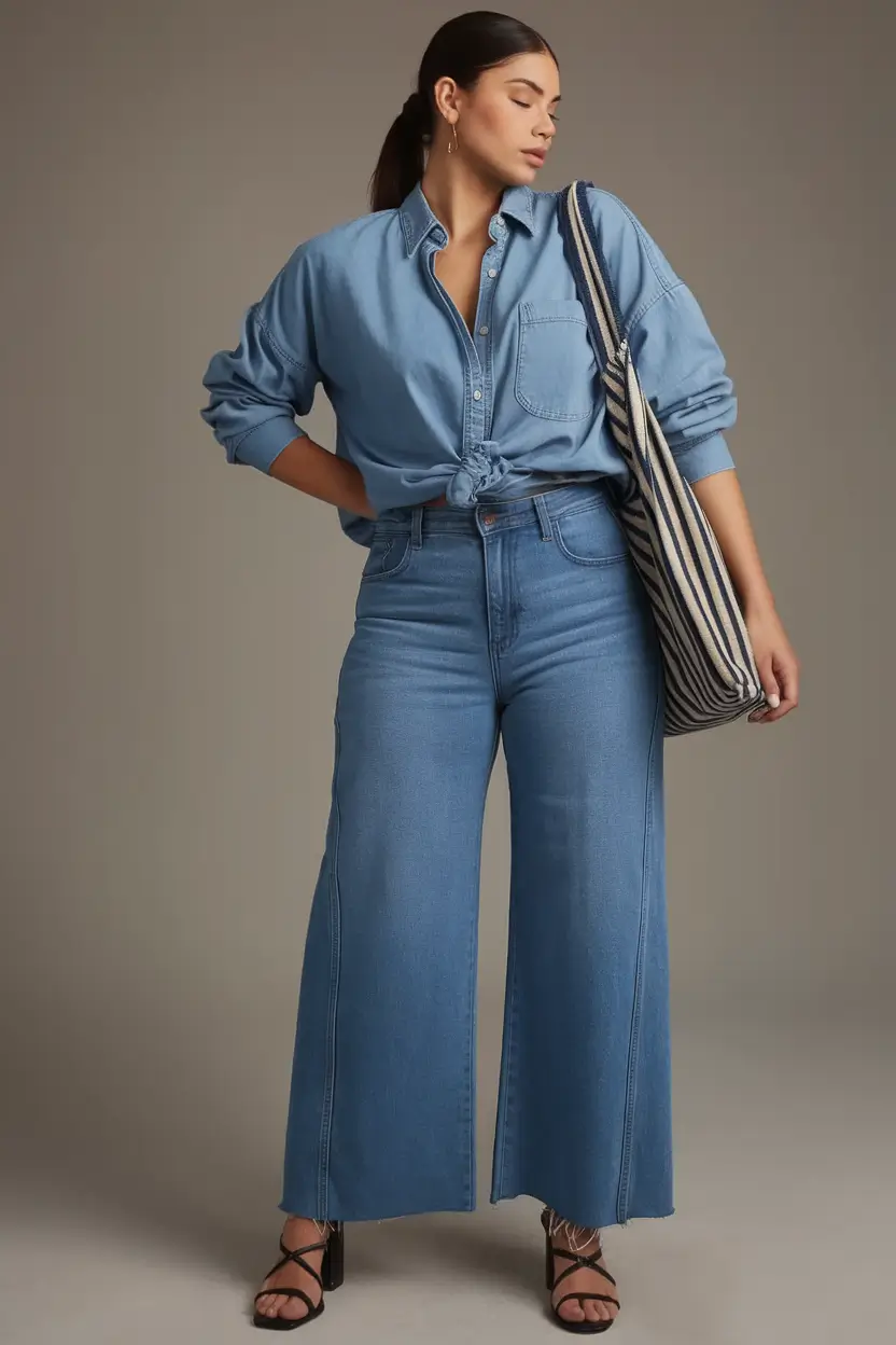 summer mom outfits ideas 2025 Denim-on-Denim Done Right