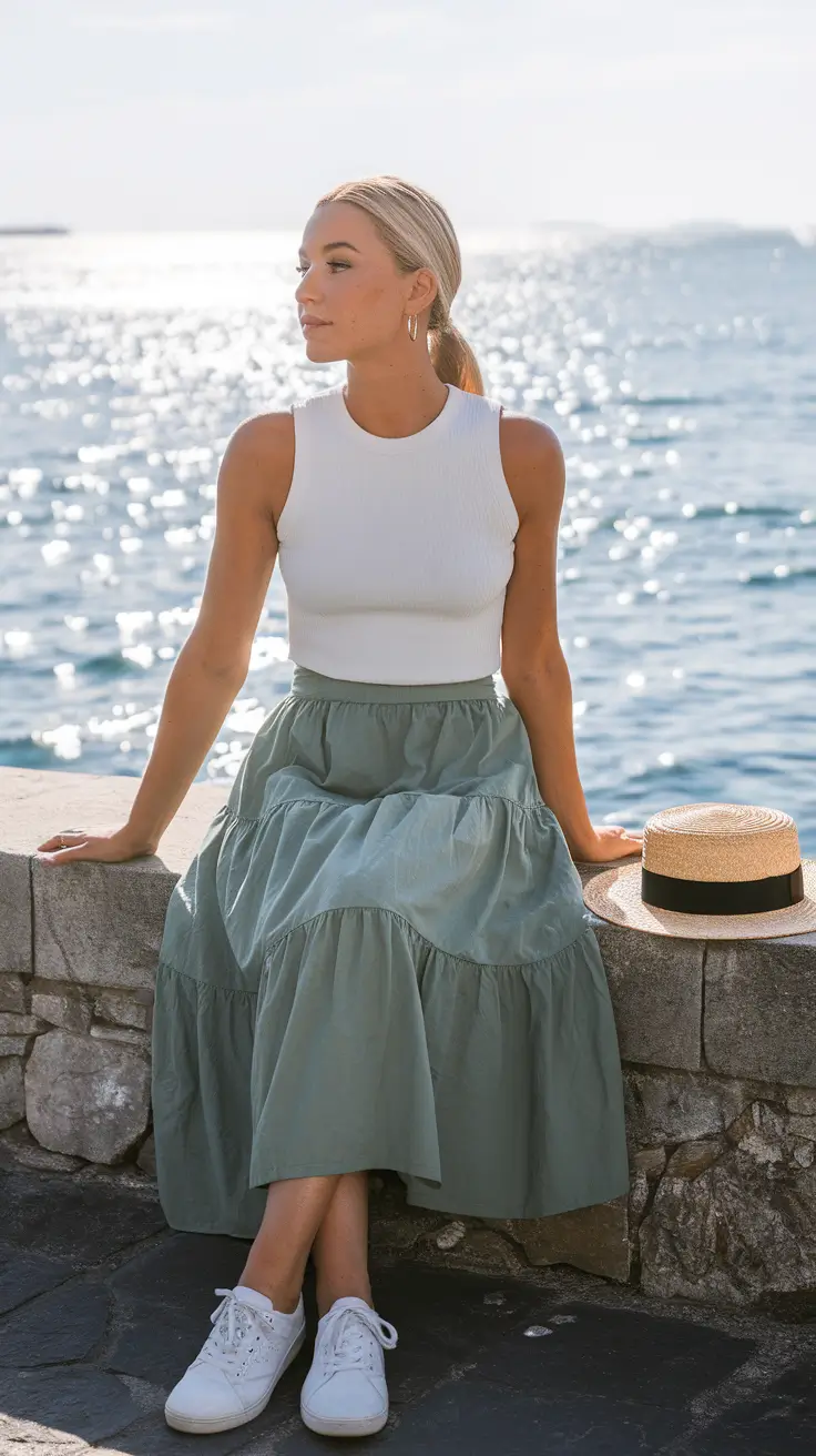 summer mom outfits ideas 2025 Coastal Calm With a Hint of Charm