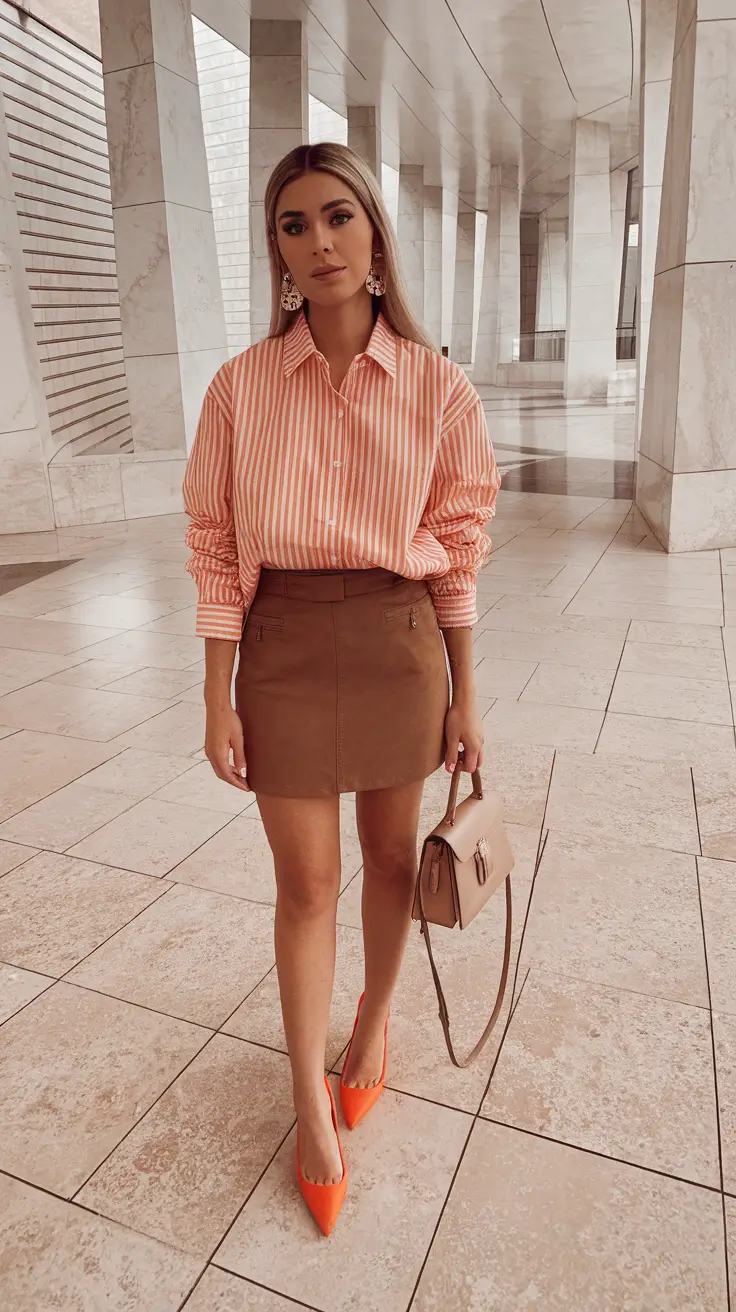 summer mom outfits ideas 2025 Color Pop Office-to-Errands Look