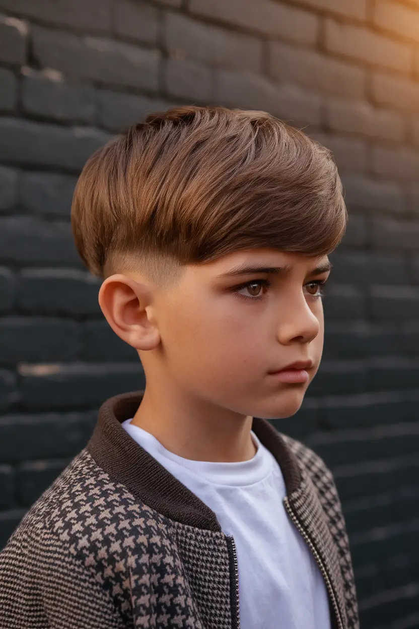 Trendy Boys Haircuts for Summer 2025 – Fresh Styles Layered Bowl Cut with Faded Base