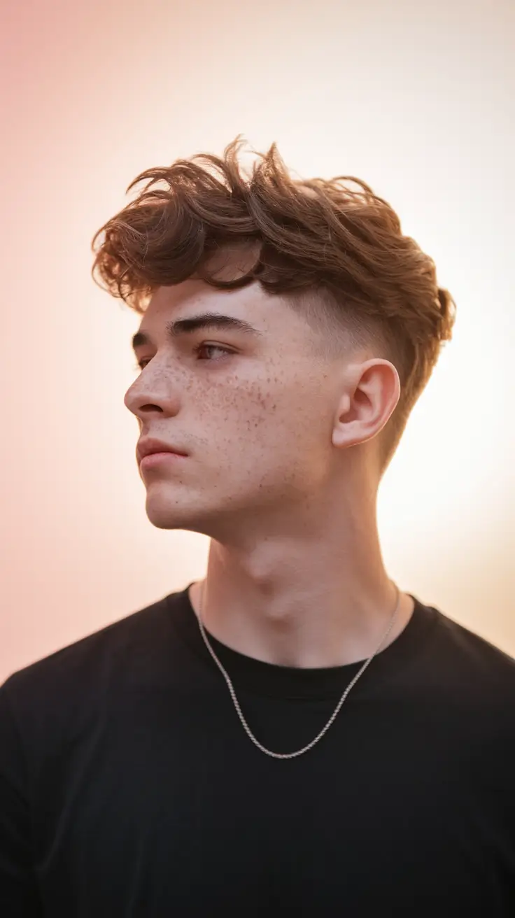 Trendy Boys Haircuts for Summer 2025 – Fresh Styles Long Curly Top with Undercut Fade